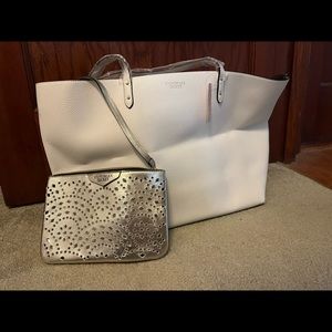 White Leather Tote Bag NWT